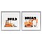 Stupell Industries Build & Dream Construction Vehicles 2pc Framed Print Under Glass Set, design by Kim Allen